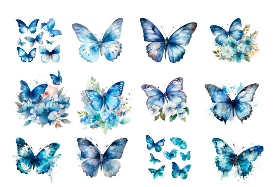 Watercolor Butterflies for Sublimation, Flower PNG