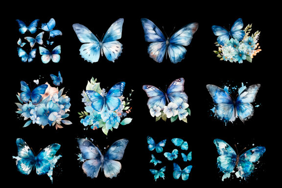Watercolor Butterflies for Sublimation, Flower PNG