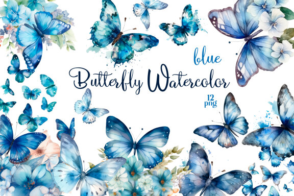 Watercolor Butterflies for Sublimation, Flower PNG