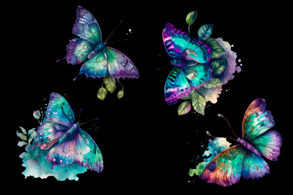 Purple watercolor Butterflies for Sublimation, Flower PNG