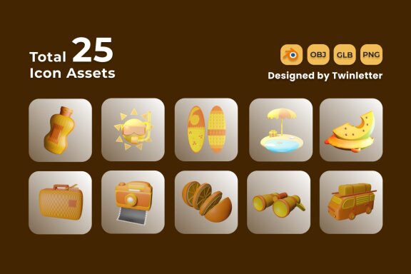 Summer 3D Icon Set Vol 1