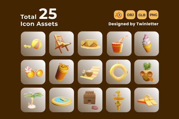 Summer 3D Icon Set Vol 1