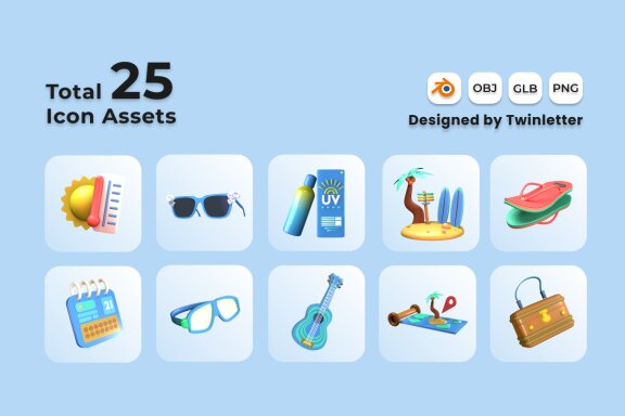 Summer 3D Icon Pack Vol 2
