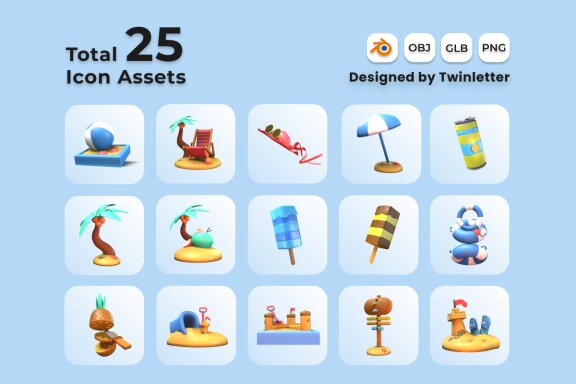 Summer 3D Icon Pack Vol 2