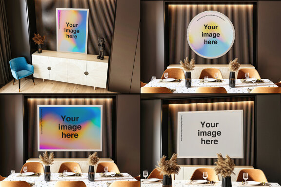 Elegant Living Dining Room Mockups