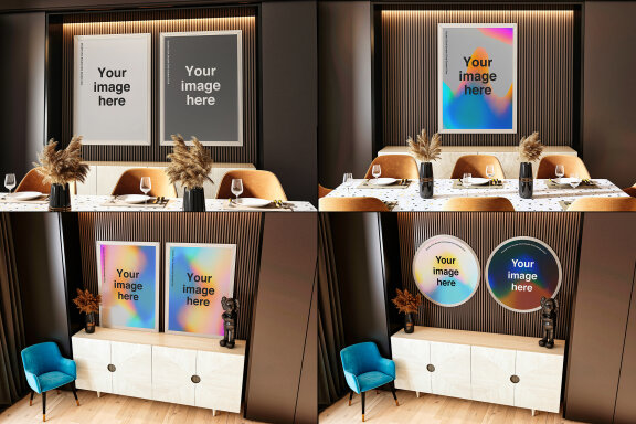 Elegant Living Dining Room Mockups