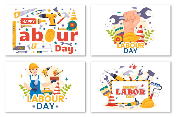 13 Happy Labor Day Vector Illustration