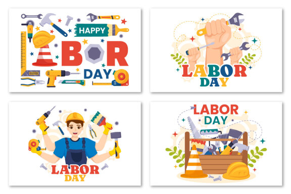 13 Happy Labor Day Vector Illustration