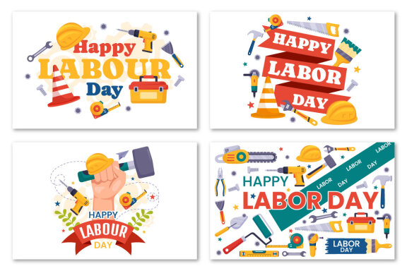 13 Happy Labor Day Vector Illustration