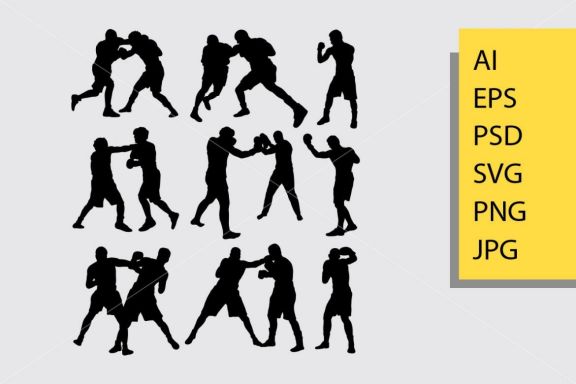 Boxing fight silhouette