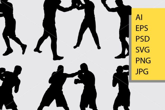 Boxing fight silhouette
