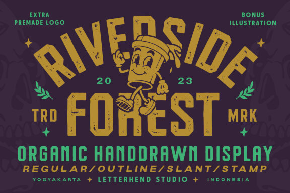 Riverside Forest - Organic Hand Drawn Display