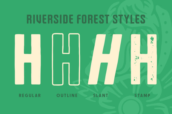 Riverside Forest - Organic Hand Drawn Display