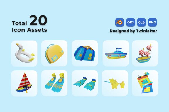 Summer 3D Icon Pack Vol 3
