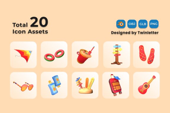 Summer 3D Icon Pack Vol 4