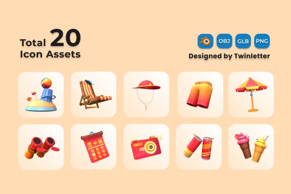 Summer 3D Icon Pack Vol 4