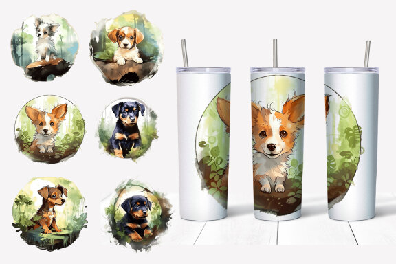 Watercolor Dog Breed Clipart, PNG, Sublimation