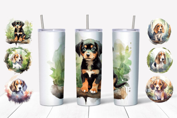 Watercolor Dog Breed Clipart, PNG, Sublimation