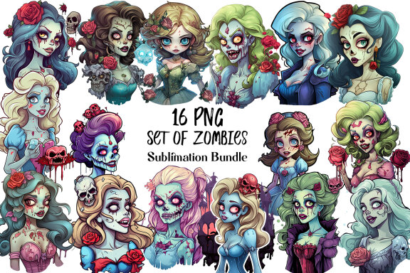 Set of girls Zombies Sublimation Bundle