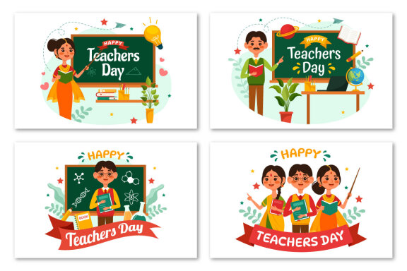 10 Teacher Day in India Illustration
