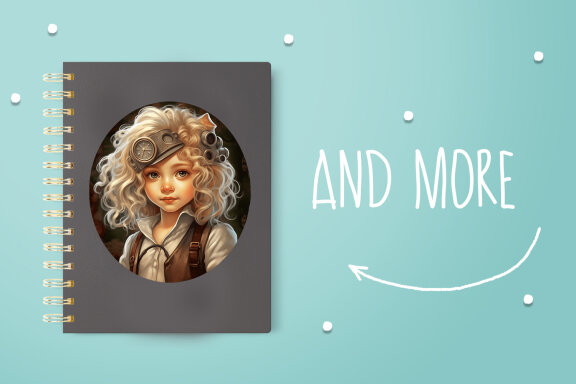 Steampunk Girls, Vintage Clipart