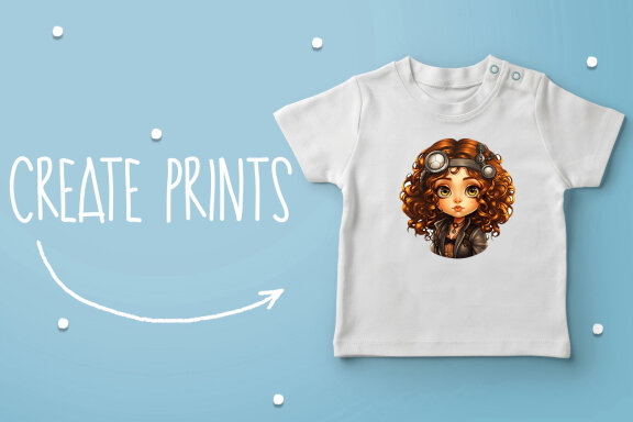 Steampunk Girls, Vintage Clipart