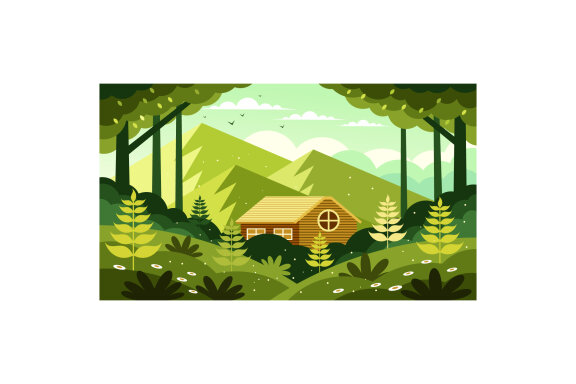 Home Surrounded by Nature Illustration