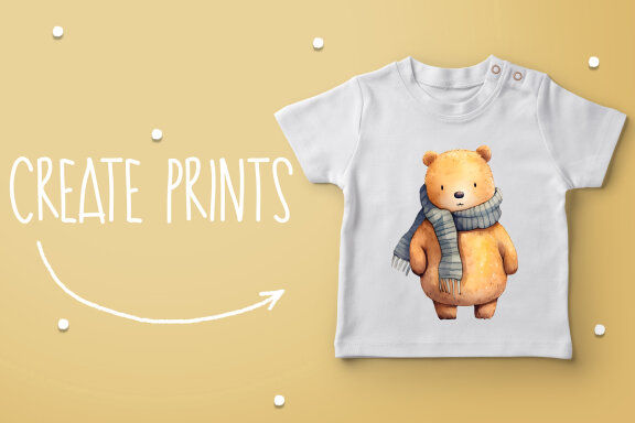 Watercolor Baby Bear Autumn Bundle Clipart