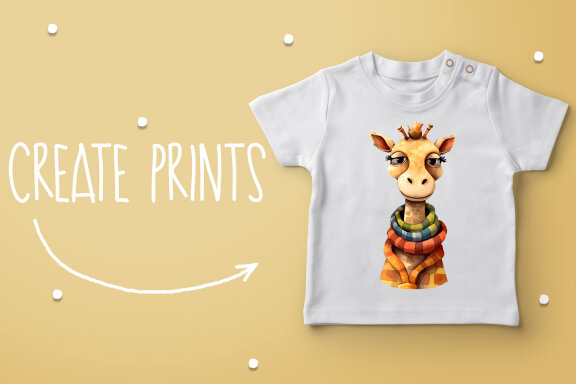 Giraffe In Autumn Clipart Bundle