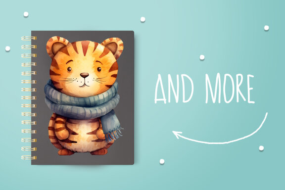 Tiger In Autumn Clipart Bundle, Fall illustration Bundle