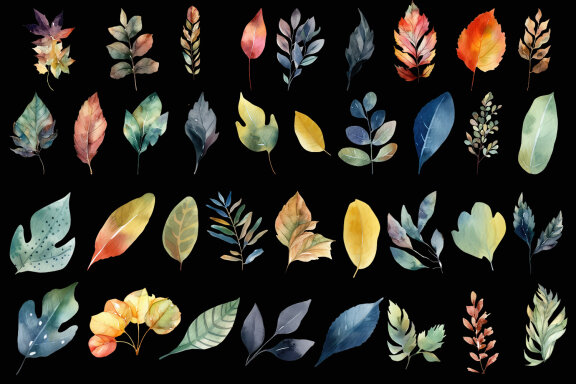 Leaves autumn clipart. Fall illustration Bundle