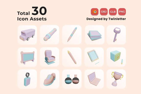 Back to School 3D Icon Pack Vol 1