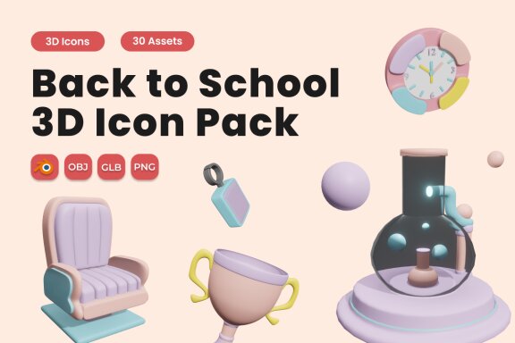 Back to School 3D Icon Pack Vol 1