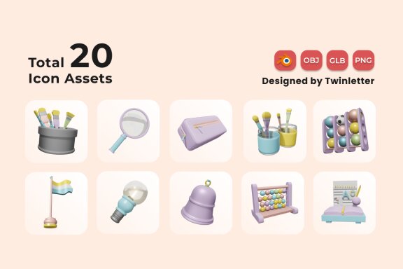 Back to School 3D Icon Pack Vol 2