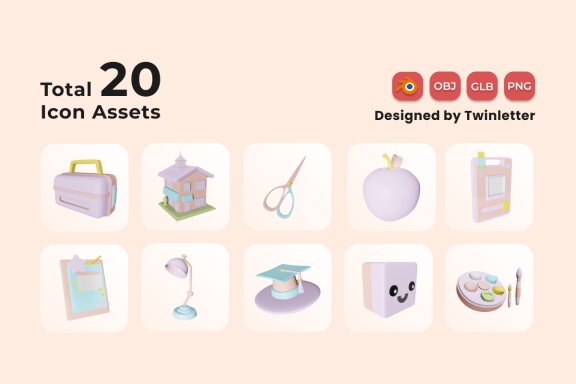 Back to School 3D Icon Pack Vol 2