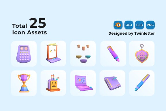 Back to School 3D Icon Pack Vol 3