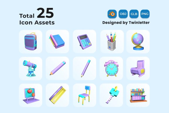 Back to School 3D Icon Pack Vol 3