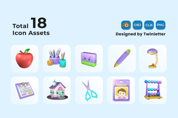 Back to School 3D Icon Pack Vol 4