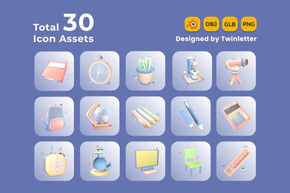 Back to School 3D Icon Pack Vol 5