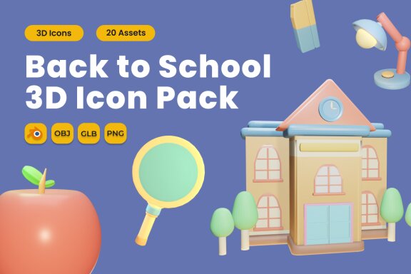 Back to School 3D Icon Pack Vol 6