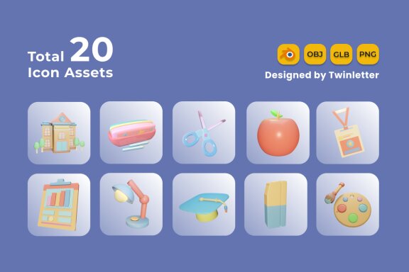 Back to School 3D Icon Pack Vol 6