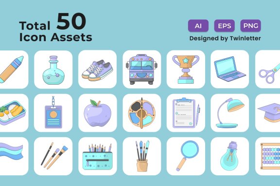 Back to School 2D Icon Set Vol 1