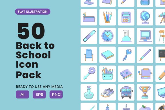 Back to School 2D Icon Set Vol 1