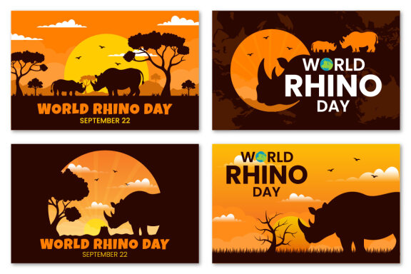 13 World Rhino Day Vector Illustration
