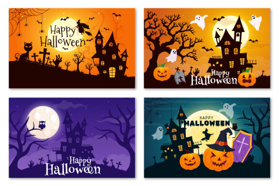 13 Halloween Night Background Illustrations