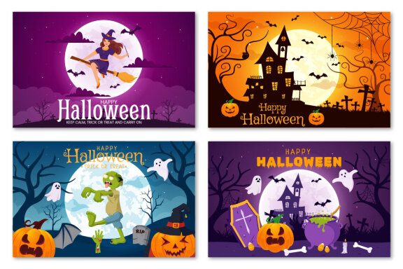 13 Halloween Night Background Illustrations
