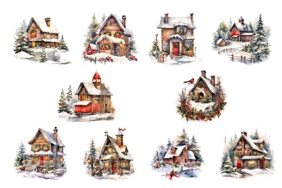 Christmas houses clipart, Christmas clipart