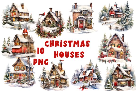 Christmas houses clipart, Christmas clipart
