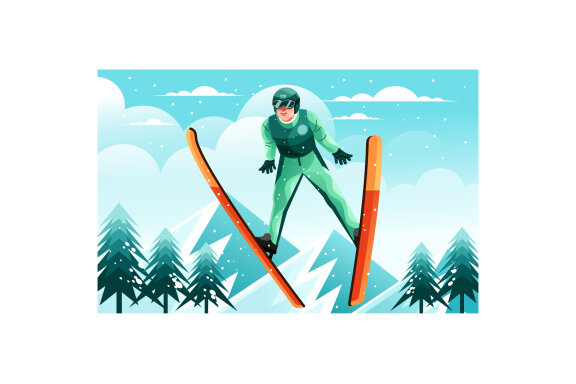 Ski Jumping Sport Illustration
