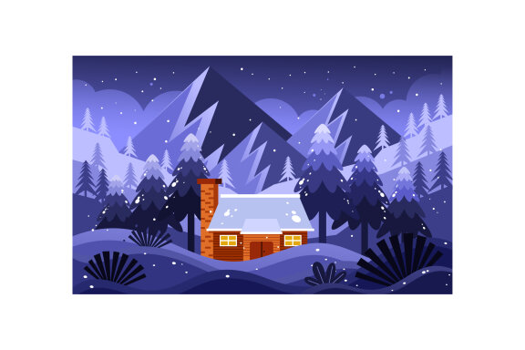 Winter Nature Illustration at Night